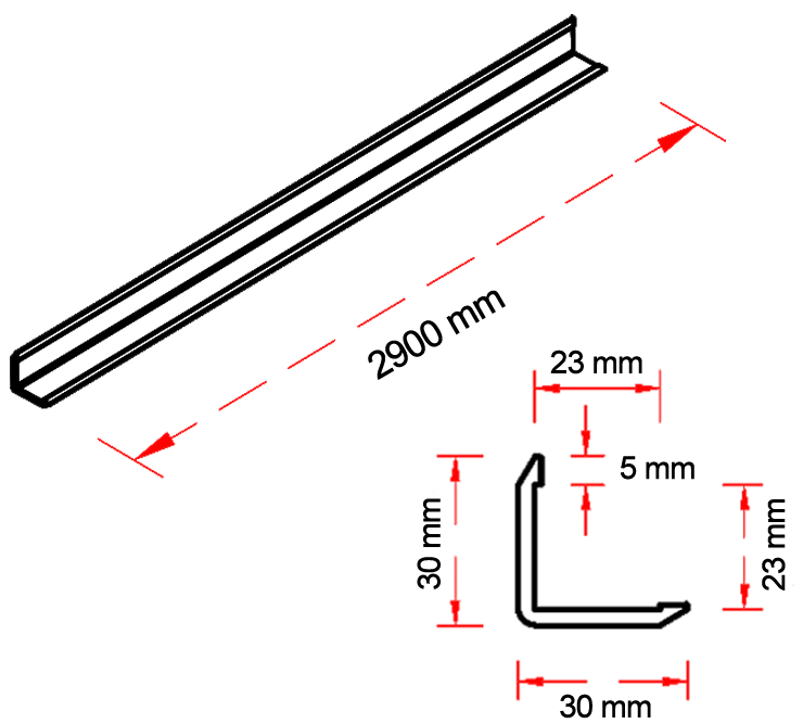 Indoor Fluted – L-Corner – Technical Drawing