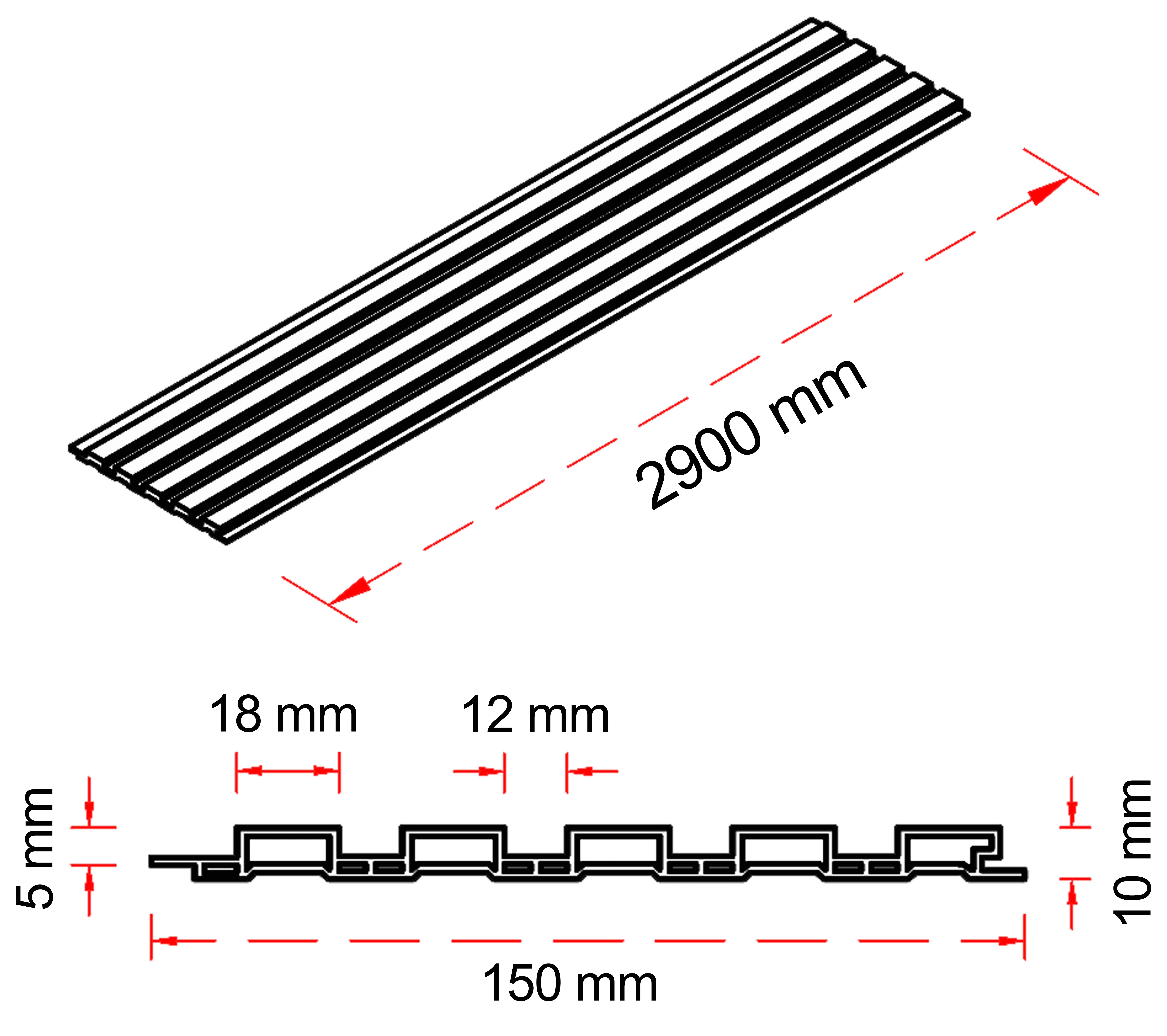 Indoor Fluted – FP 10 – Technical Drawing