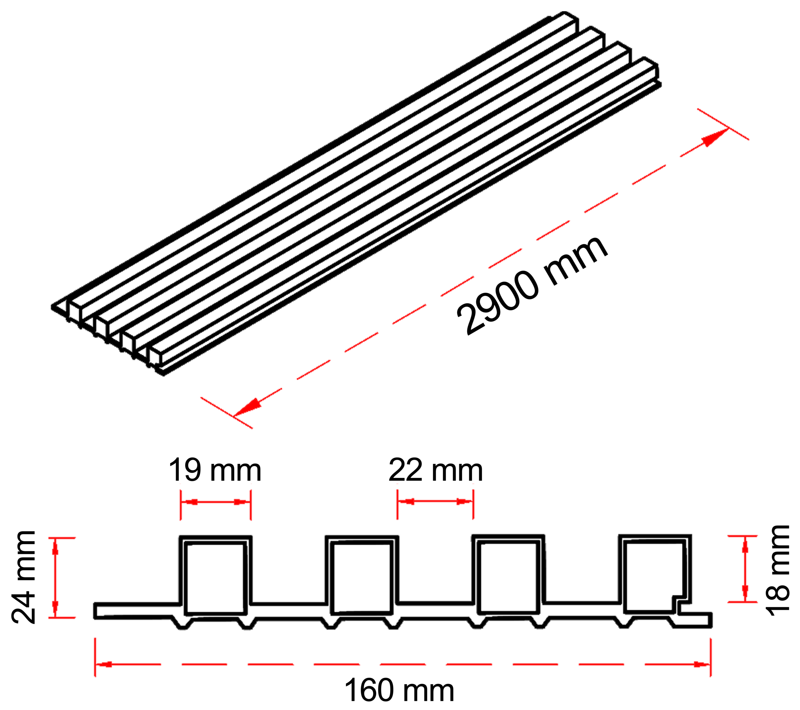 Indoor Fluted – FP 24 – Technical Drawing