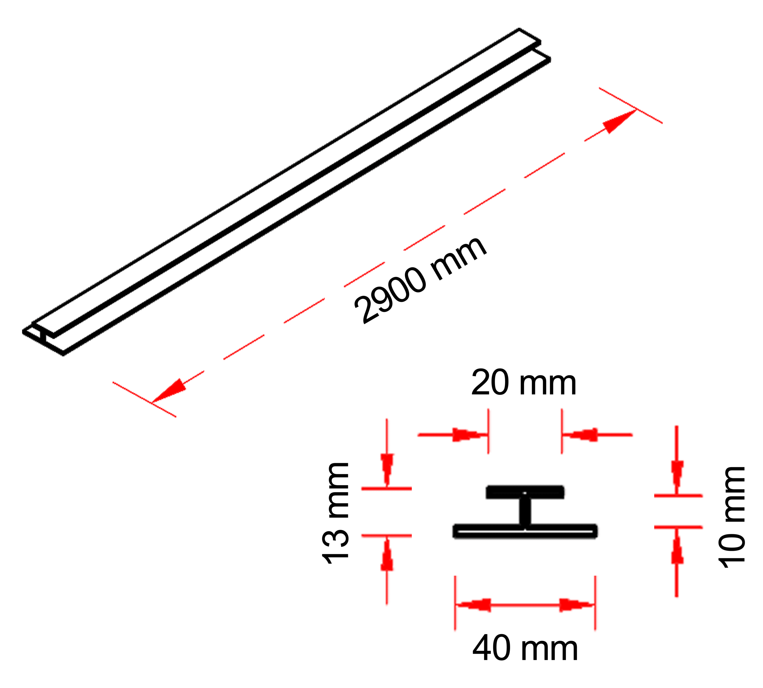 PVC Ceiling H-Trim – Technical Drawing