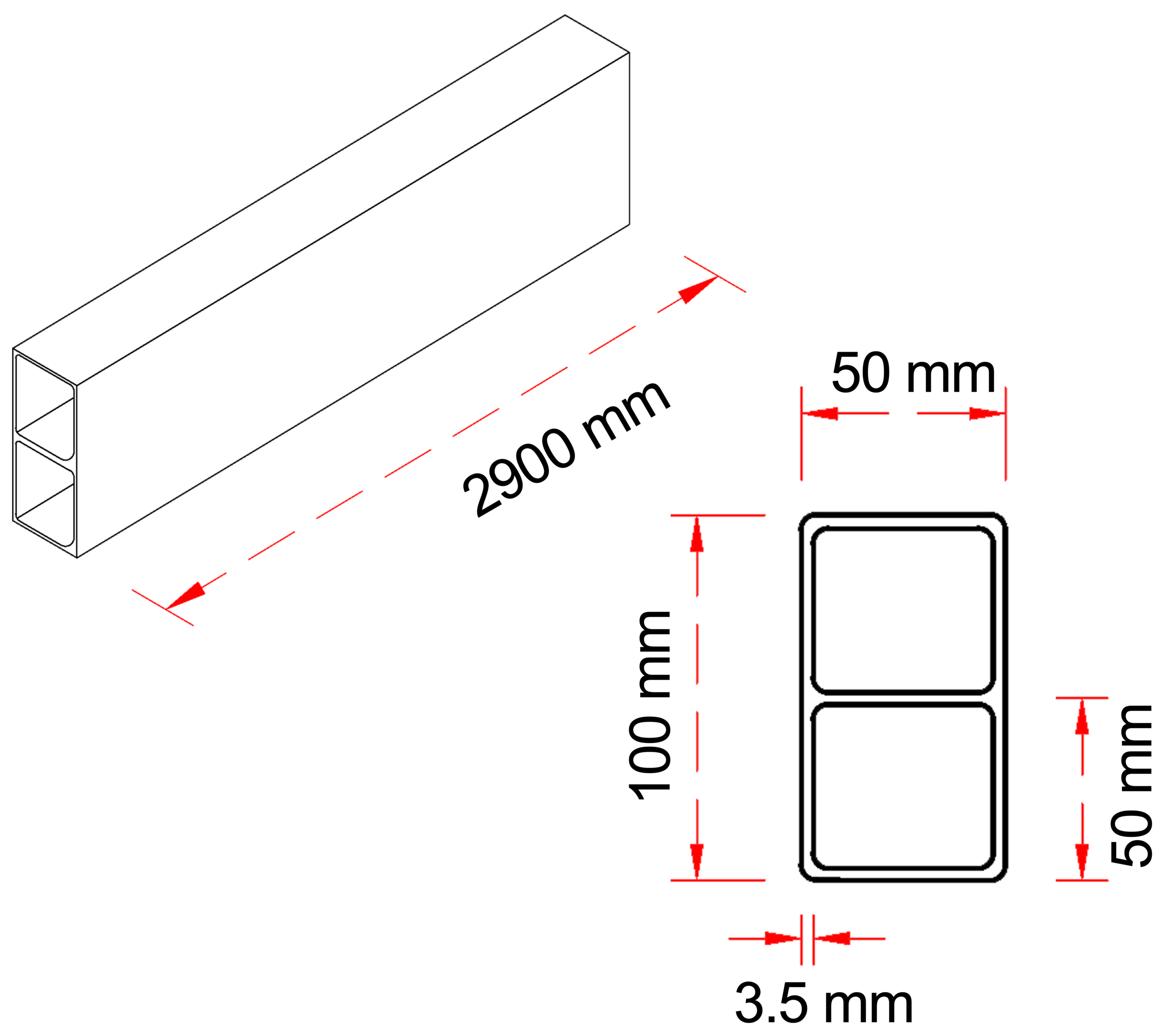 Tube – Indoor 100 – Technical Drawing