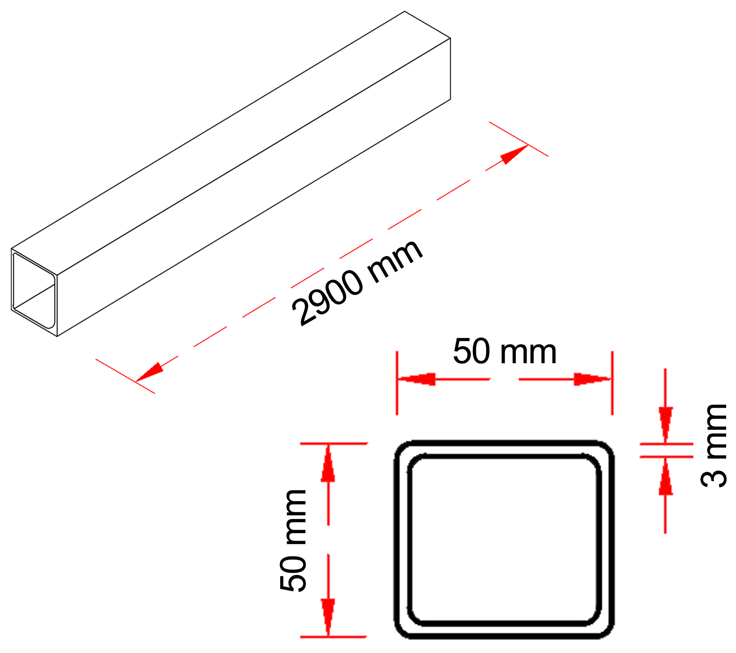 Tube – Indoor 50 – Technical Drawing