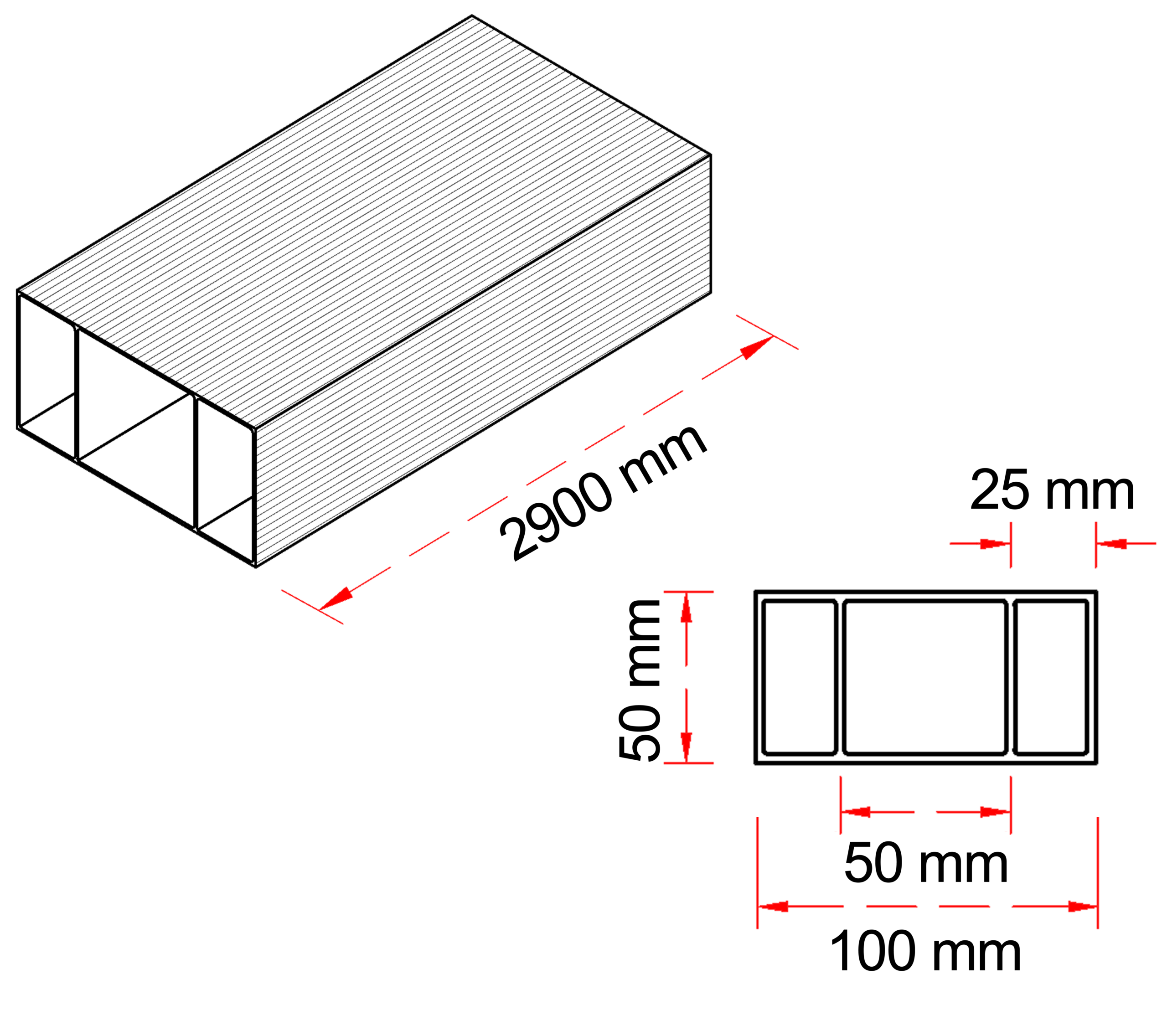Tubes – Outdoor 100 – Technical Drawing