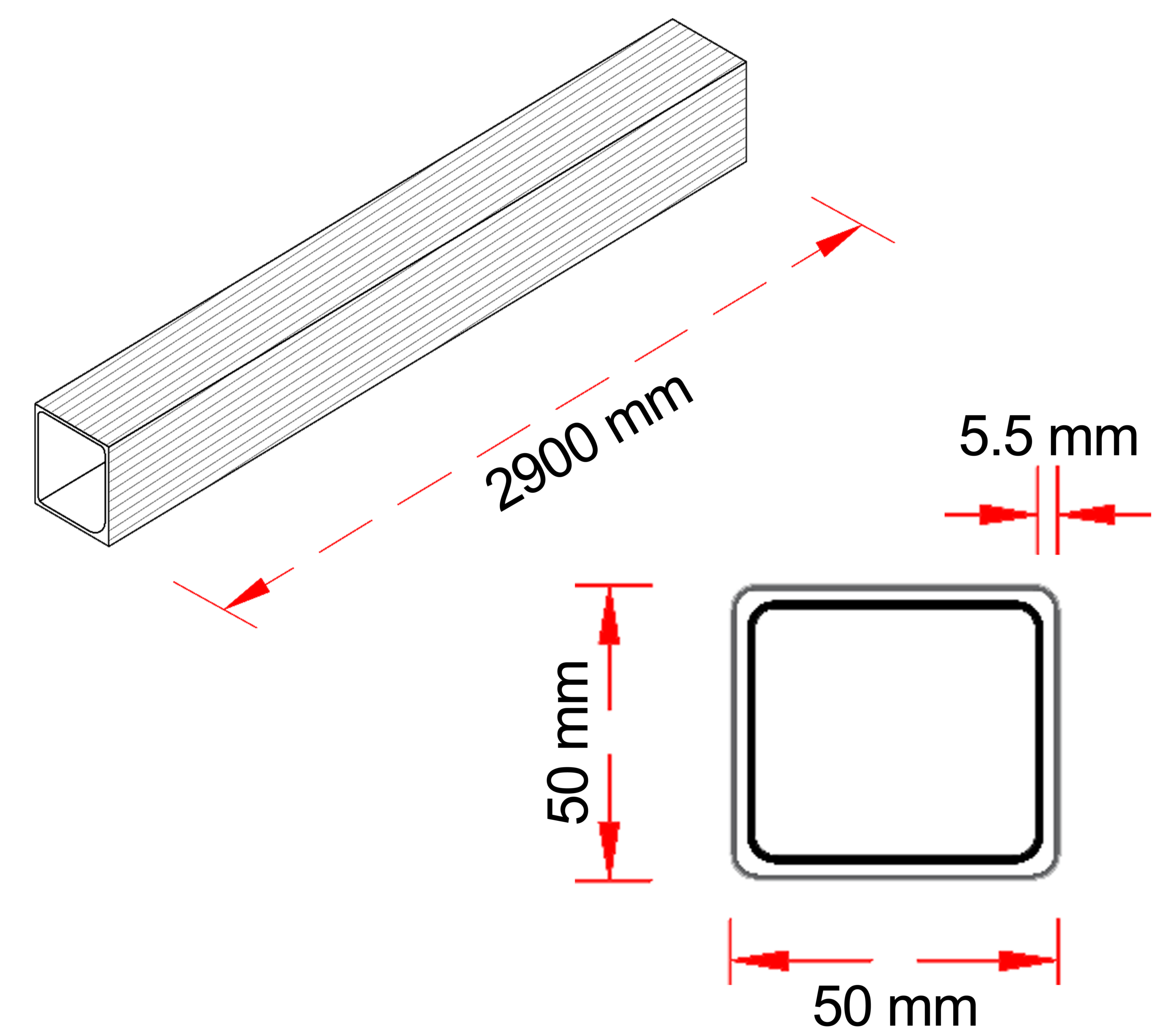 Tubes – Outdoor 50 – Technical Drawing
