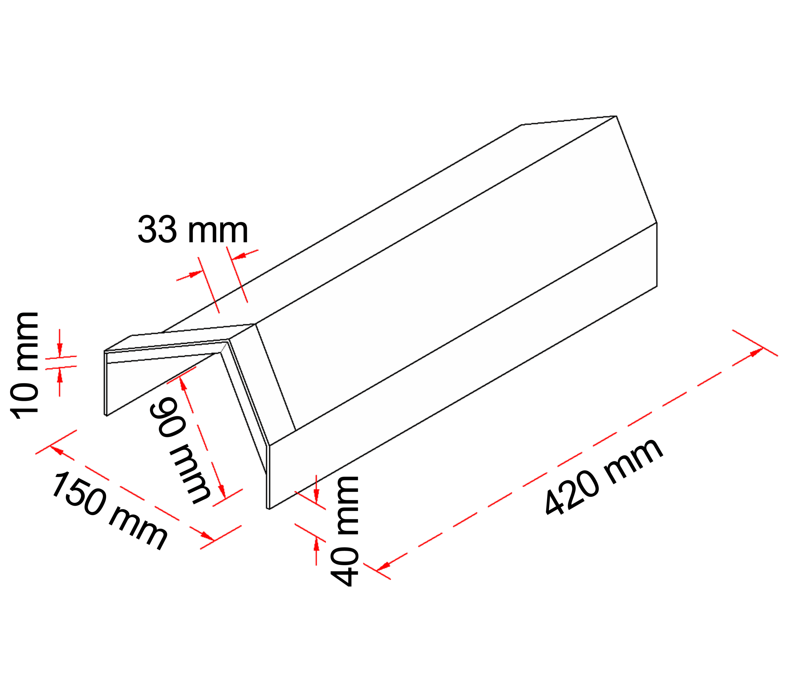 Ishi Stone Coated V Ridge - Technical Drawing